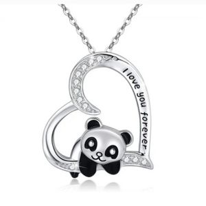Silver Panda Necklace  16-18"inch chain. Cute gift for Panda Bear lovers NEW NWT